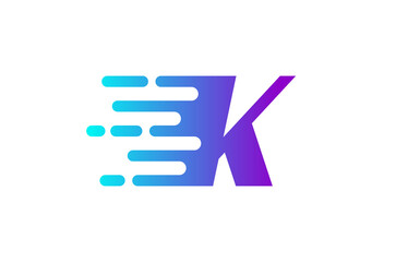 Tech Letter K Speed Line Logo Concept. Fast Motion Icon Vector Illustration