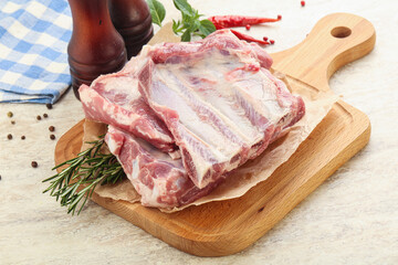 Raw pork ribs for cooking