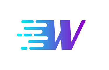 Tech Letter W Speed Line Logo Concept. Fast Motion Icon Vector Illustration