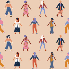 Diverse Group of Women Holding Hands Pattern