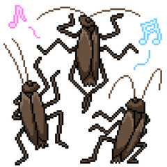 pixel art cockroach music dance
