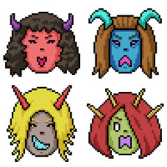 pixel art devil girl face