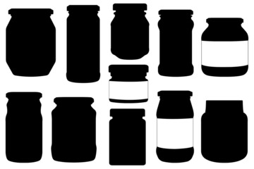 Collection of different jars illustration isolated on white