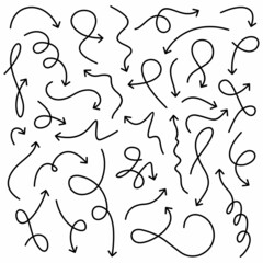 Doodle arrows set. Curve arrows icons. Vector collection