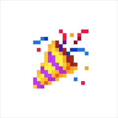 Firecrackers. Bengal fire and fireworks icon. Pixel art. 8-bit sprite. Sticker design. Isolated vector illustration.