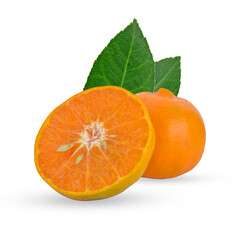 fresh orange fruit and slice on white background,isolated