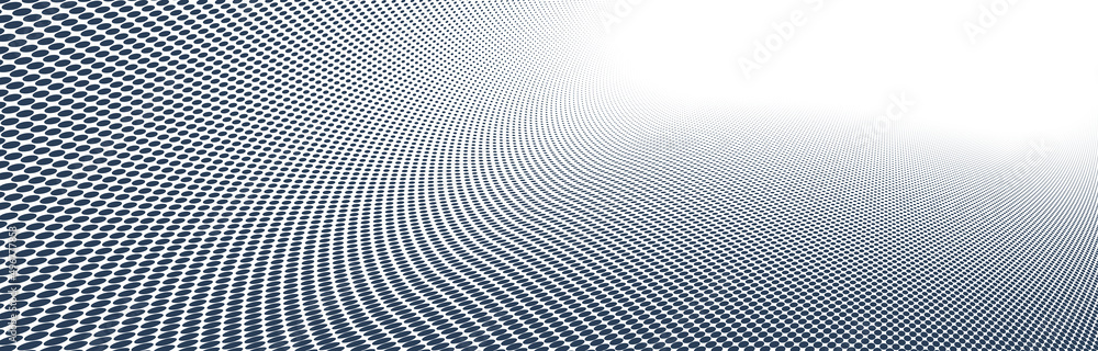 Poster grey dots in 3d perspective vector abstract background, dotted pattern cool design, wave stream of s
