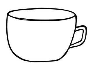 Cute cup of tea or coffee illustration isolated on a white background. Simple mug clipart. Cozy home doodle.
