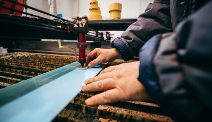 Laser cutting of  wood products.