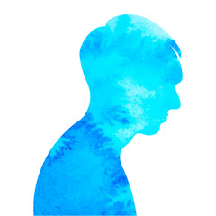 portrait man watercolor blue silhouette isolated vector
