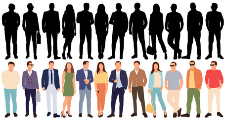 set of people silhouette isolated vector