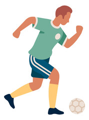 Dribbling icon. Player running and kicking soccer ball
