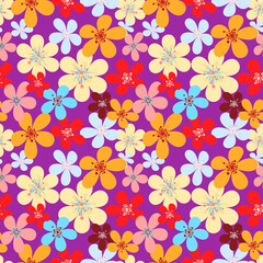Seamless repeating background of spring blooming flowers