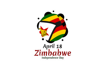 April 18, Independence day of Zimbabwe vector illustration. Suitable for greeting card, poster and banner.  - obrazy, fototapety, plakaty