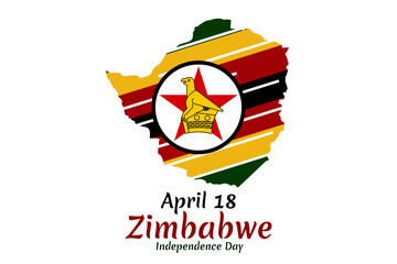 April 18, Independence day of Zimbabwe vector illustration. Suitable for greeting card, poster and banner.  - obrazy, fototapety, plakaty