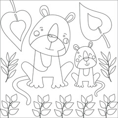 Cute Animals Mother's Day coloring Page for kids 