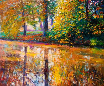 Oil painting. Landscape painting,. Modern art.