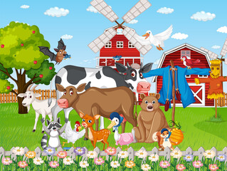 Scene with animals in the farm