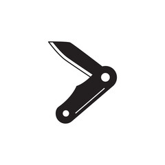 Outdoor knife, penknife icon in black flat glyph, filled style isolated on white background