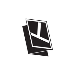 folding map icon in black flat glyph, filled style isolated on white background