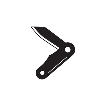 recommend clip art: Outdoor knife, penknife icon in black flat glyph, filled style isolated on white background