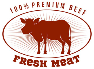 Fresh meat premium beef logo