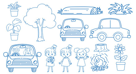 Drafting cartoon for kids and cars