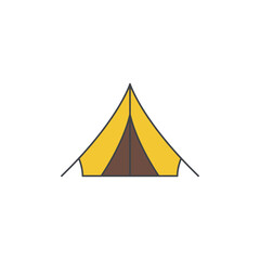 Camping tent, camp icon in color icon, isolated on white background 