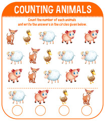 Worksheet design for counting animals