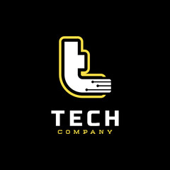 Letter T Tech Logo Icon Vector