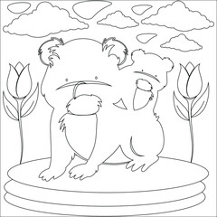 Cute Animals Mother's Day coloring Page for kids 