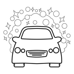 Car wash logo icon, car wash with foam until sparkling clean