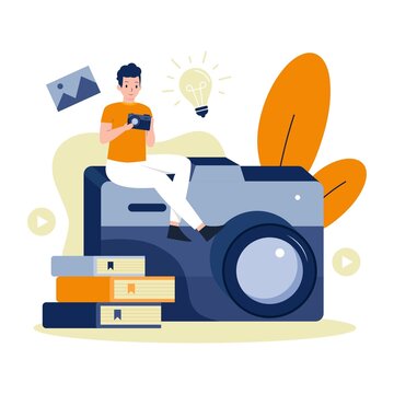 Photography school course illustration design concept. Illustration for websites, landing pages, mobile applications, posters and banners