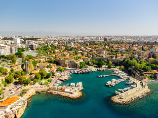 Aerial view of the Ottoman Houses and Old Antalya Marina