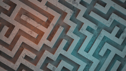 Labyrinth puzzle, abstract tunnel, maze concept