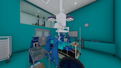 病院　手術室　イラスト　CG　人あり