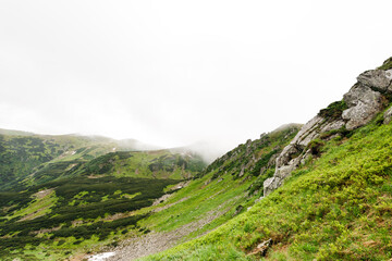 Fototapeta na wymiar Mountain hill path road panoramic landscape