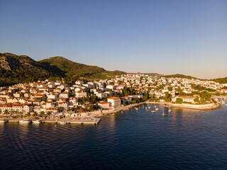 Panoramic view of a summer resort on Hvar island, Croatia