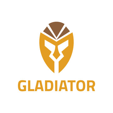 gladiator logo vector with flat yellow and brown color style
