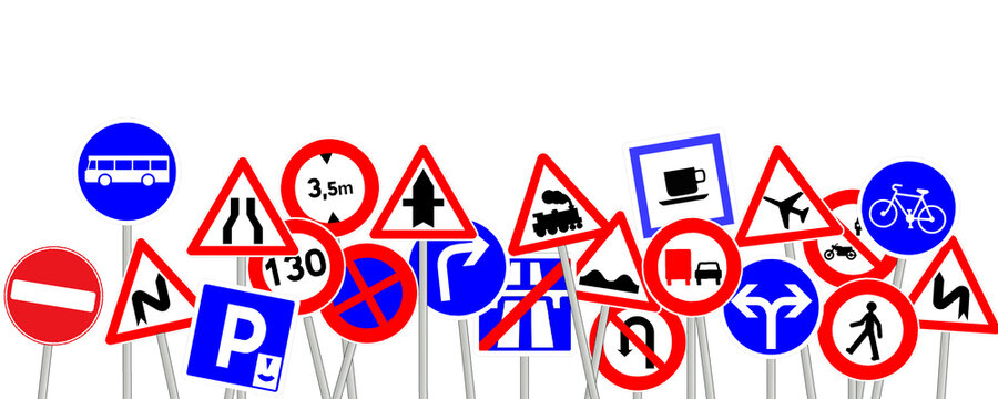 M&eacute;lange de panneaux routiers
