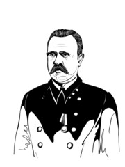 Hand drawn linear portrait historical figure. Petro Sokolov