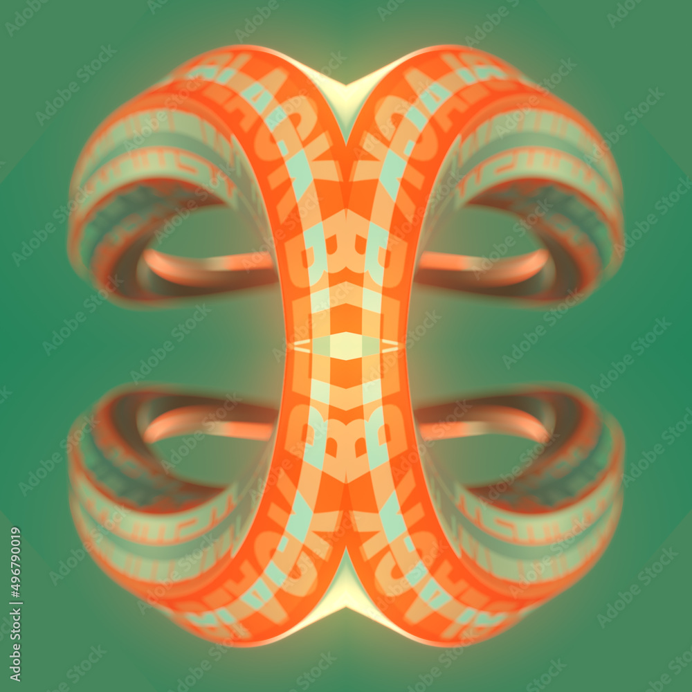 Poster Twisted multicolor kaleidoscopic 3d rendering shape. Abstract digital illustration. Futuristic artwork concept