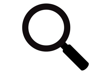 Black magnifying glass icon isolated on white. Search icon in flat style. Trendy magnifying glass icon for search and zoom symbol, sign, ui, web site and magnifier logo. Modern magnifying glass vector