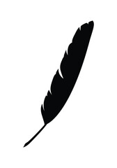 Feather quill pen icon, classic stationery vector isolated. Bird feather vintage ink pen.