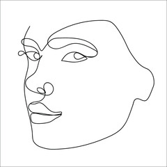 One line silhouette of a woman's face. Beauty and fashion collection concept.