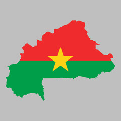 Burkina Faso flag inside the Burkina Faso map borders vector illustration
