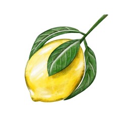 Naklejka na ściany i meble Watercolor illustration of a bright yellow lemon. Bright sketch. Idea for poster, postcard, logo.