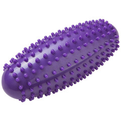 oval lilac rubber massager, with spikes, on a white background