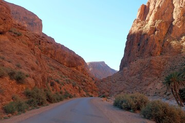 Road between mountains in Dadès Gorges in Atlas mountains