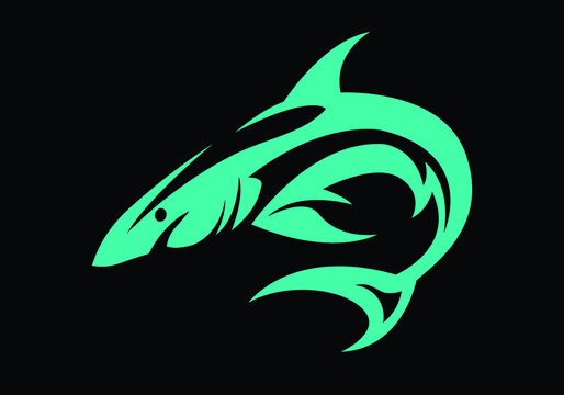 Beautiful sea creature vector icon. Great shark isolated. Large fish species. 